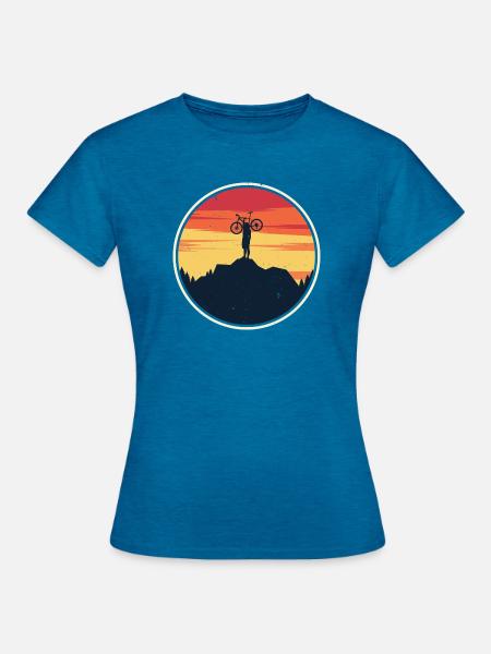 Sunset Summit Bikelift - Frauen T-Shirt - Antikblaues Saphir meliert