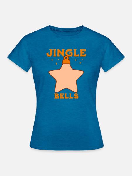 Weihnachts-Design Bells - Frauen T-Shirt - Antikblaues Saphir meliert