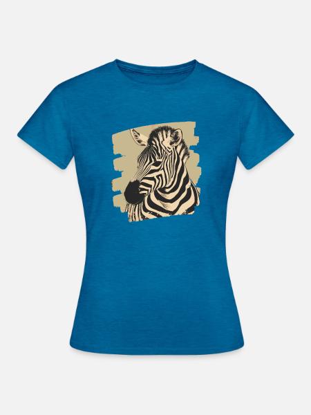 Zebra Retro - Frauen T-Shirt - Antikblaues Saphir meliert