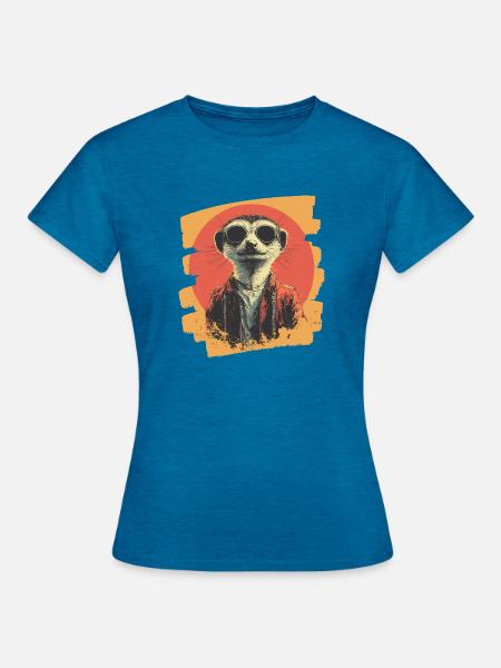 Erdmännchen Retro - Frauen T-Shirt - Antikblaues Saphir meliert