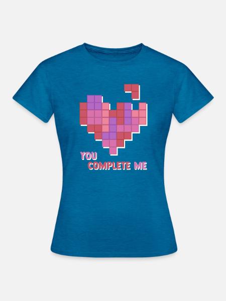 You Complete Me - Frauen T-Shirt - Antikblaues Saphir meliert