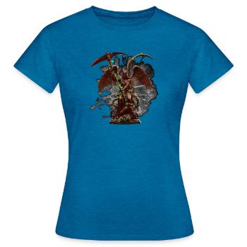 Engelsstatue mit Ranken und Sichel - Frauen T-Shirt - Antikblaues Saphir meliert - Vorne - AI Model Female 172 dark (172cm)