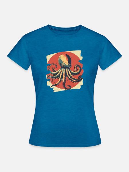 Kraken Oktopus - Frauen T-Shirt - Antikblaues Saphir meliert