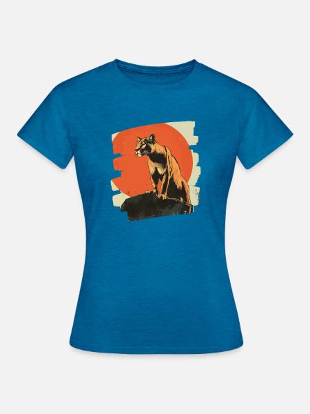 Lion from mountain Retro - Frauen T-Shirt - Antikblaues Saphir meliert