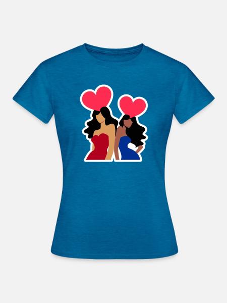 Galentine's Day 2026 Mädchen - Frauen T-Shirt - Antikblaues Saphir meliert