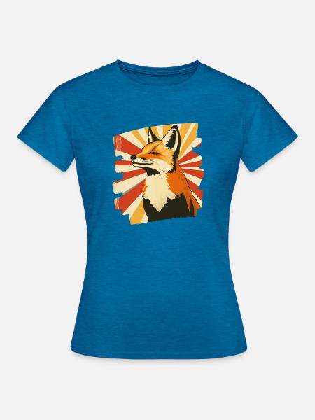 Fuchs - Frauen T-Shirt - Antikblaues Saphir meliert