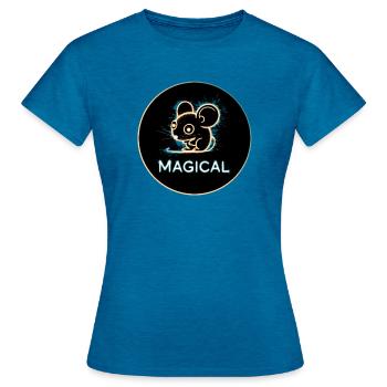 Magische Maus - Frauen T-Shirt - Antikblaues Saphir meliert - Vorne - AI Model Female 172 dark (172cm)