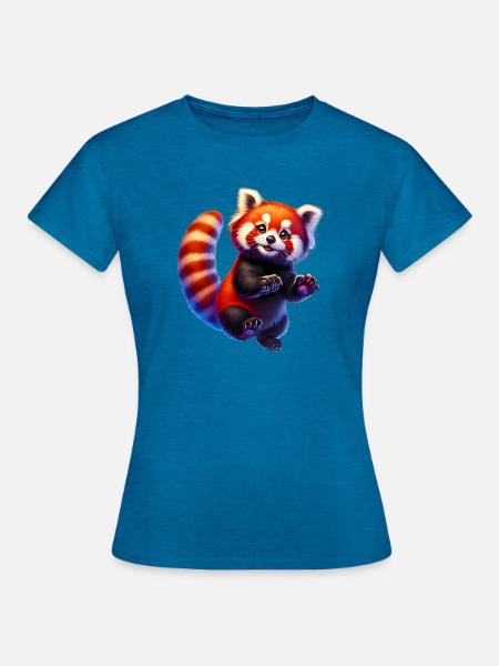 Kleiner Panda - Frauen T-Shirt - Antikblaues Saphir meliert