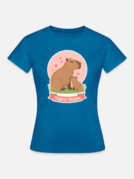 Mutter Kapibara - Frauen T-Shirt - Antikblaues Saphir meliert