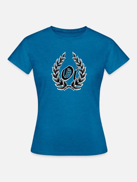 Oi Skinhead - Frauen T-Shirt - Antikblaues Saphir meliert