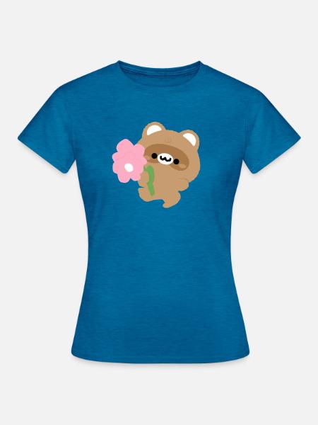 Romantischer Biber - Frauen T-Shirt - Antikblaues Saphir meliert