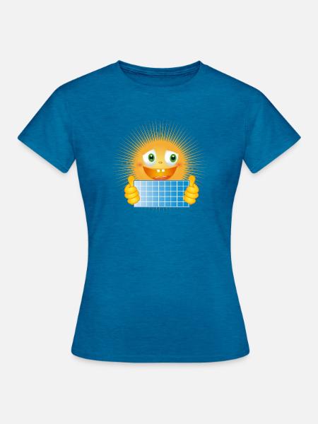 Strahlende Sonne mit Solartafel - Frauen T-Shirt - Antikblaues Saphir meliert