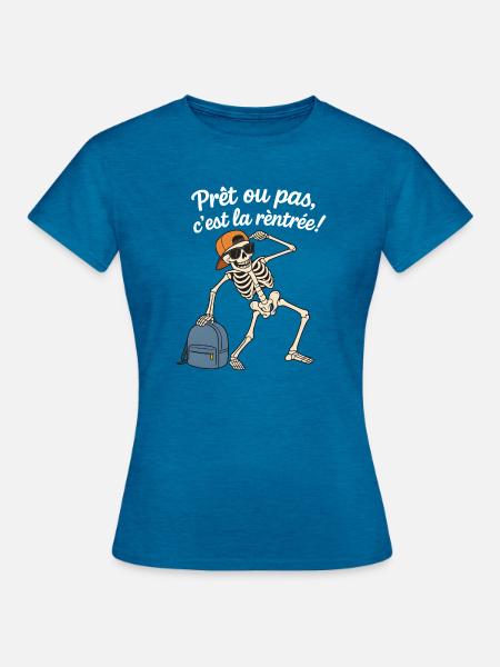 Cooles Skelett - Frauen T-Shirt - Antikblaues Saphir meliert