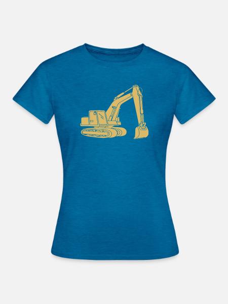 Bagger Silhouette Baugeräteführer Tiefbau - Frauen T-Shirt - Antikblaues Saphir meliert