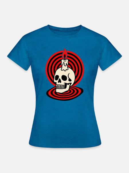 Hypno Skull - Frauen T-Shirt - Antikblaues Saphir meliert