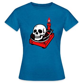 Métal noir - T-shirt Femme - bleu saphir antique chiné - Devant - AI Model Female 172 dark (172cm)