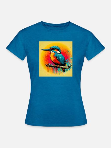 Eisvogel - Frauen T-Shirt - Antikblaues Saphir meliert