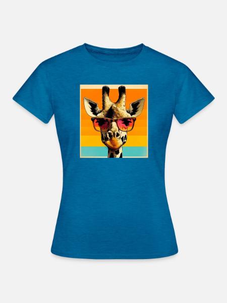 Giraffe - Frauen T-Shirt - Antikblaues Saphir meliert
