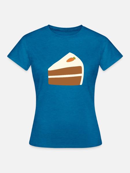 Minimalistische Karottenkuchen-Illustration - Frauen T-Shirt - Antikblaues Saphir meliert