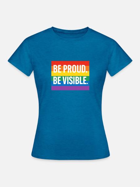 Regenbogen Pride Statement Design - Frauen T-Shirt - Antikblaues Saphir meliert