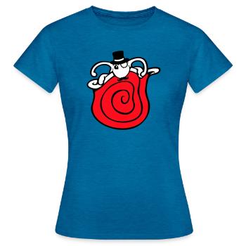 Mr Schnecke Sir Zylinder Monokel reich wohlhabend - Frauen T-Shirt - Antikblaues Saphir meliert - Vorne - AI Model Female 172 dark (172cm)