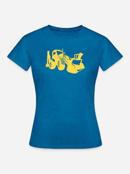 Bagger Radlader Baugeräteführer Silhouette - Frauen T-Shirt - Antikblaues Saphir meliert