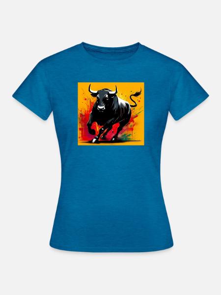 Stier - Frauen T-Shirt - Antikblaues Saphir meliert