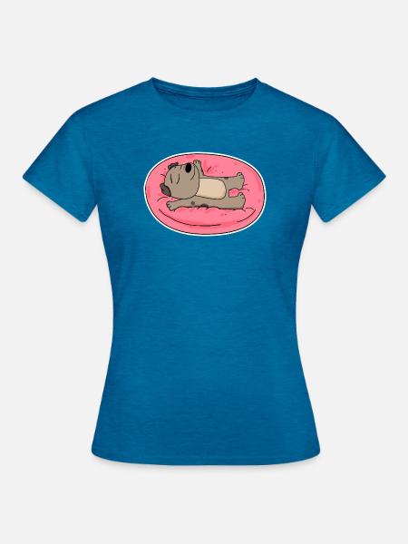 Süßer Hund beim Liegen - Frauen T-Shirt - Antikblaues Saphir meliert