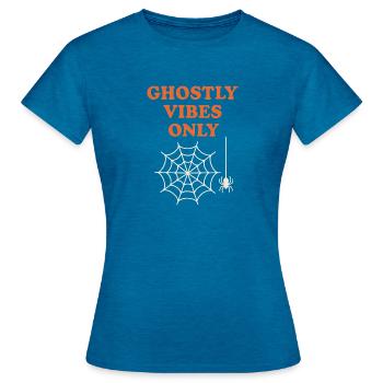 Spooky spiders and ghost motifs - Women's T-Shirt - antique blue sapphire heather - Front - AI Model Female 172 dark (172cm)