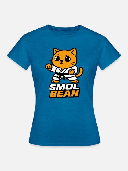 Katzenkämpfer im Dojo - Frauen T-Shirt - Antikblaues Saphir meliert