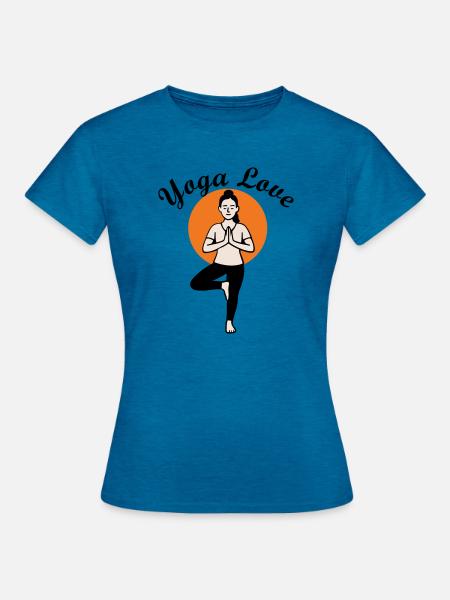 Yoga - Frauen T-Shirt - Antikblaues Saphir meliert