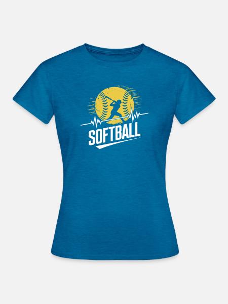 Softball - Frauen T-Shirt - Antikblaues Saphir meliert