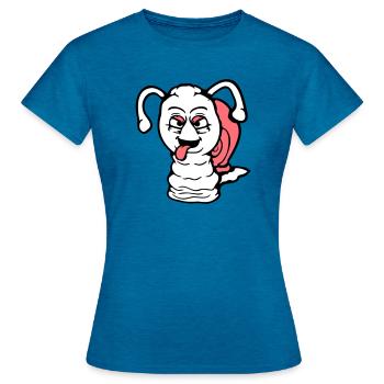 Schnecke frech Zunge rausstrecken böse klein cool - Frauen T-Shirt - Antikblaues Saphir meliert - Vorne - AI Model Female 172 dark (172cm)