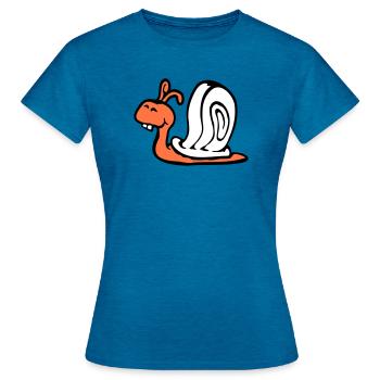 Schnecke Hasenzähne niedlich süß glücklich lustig - Frauen T-Shirt - Antikblaues Saphir meliert - Vorne - AI Model Female 172 dark (172cm)