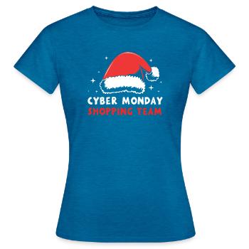 Cyber Monday Kaufrausch - Frauen T-Shirt - Antikblaues Saphir meliert - Vorne - AI Model Female 172 dark (172cm)
