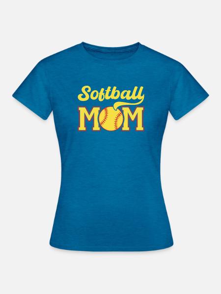Softball Mama Retro Logo - Frauen T-Shirt - Antikblaues Saphir meliert
