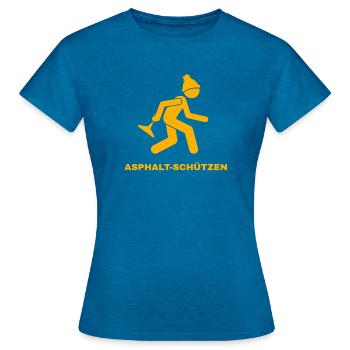 Asphalt-Schützen orange - Frauen T-Shirt - Antikblaues Saphir meliert - Vorne - AI Model Female 172 dark (172cm)