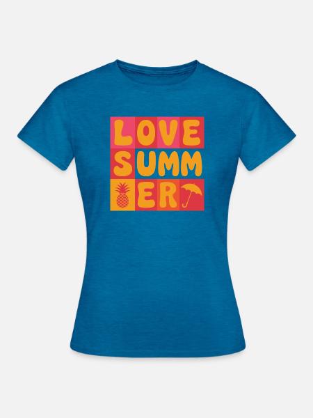 Ich liebe den Sommer - Frauen T-Shirt - Antikblaues Saphir meliert