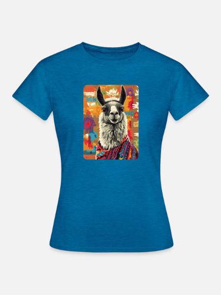 Lama - Frauen T-Shirt - Antikblaues Saphir meliert