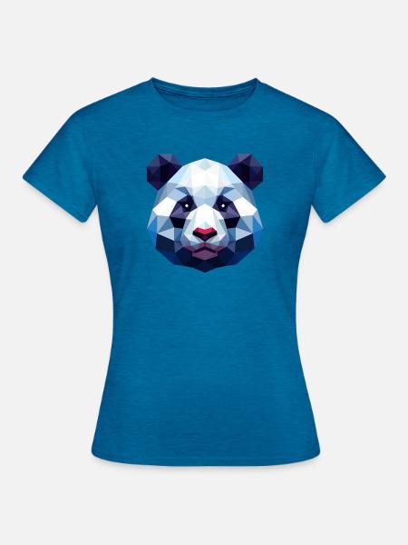 Panda Lowpoly - Frauen T-Shirt - Antikblaues Saphir meliert