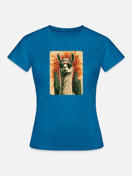 Lama - Frauen T-Shirt - Antikblaues Saphir meliert