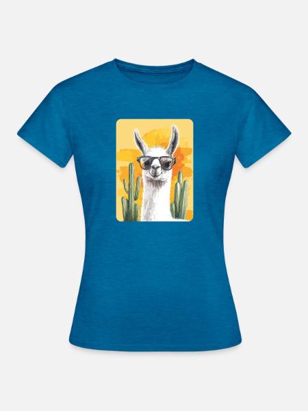 Lama - Frauen T-Shirt - Antikblaues Saphir meliert