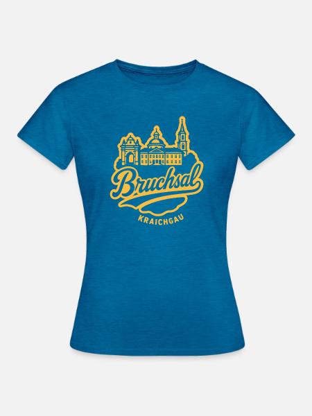 Bruchsal Kraichgau Illustration Design - Frauen T-Shirt - Antikblaues Saphir meliert