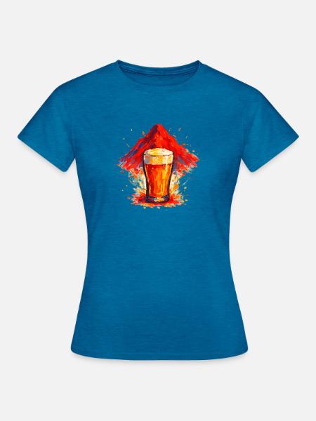 Bierglas Berglandschaft Aquarell - Frauen T-Shirt - Antikblaues Saphir meliert