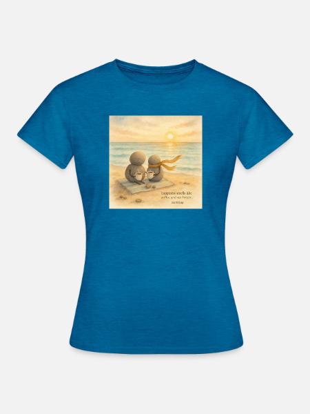 Sea Breeze Kaffee Begleiter - Frauen T-Shirt - Antikblaues Saphir meliert