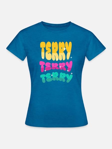 Terry Name - Frauen T-Shirt - Antikblaues Saphir meliert