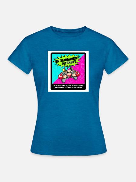 Intensives Gamer-Training - Frauen T-Shirt - Antikblaues Saphir meliert