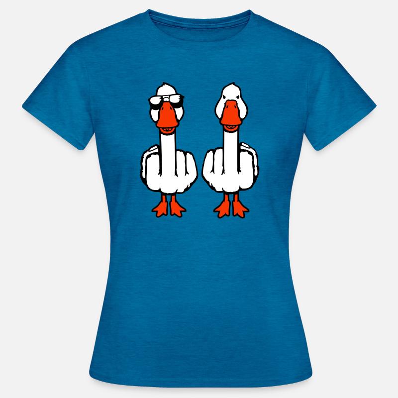 2 Oche Oche Doppio Dito Medio Duo Amici Duo - Maglietta da donna - zaffiro azzurro antico screziato