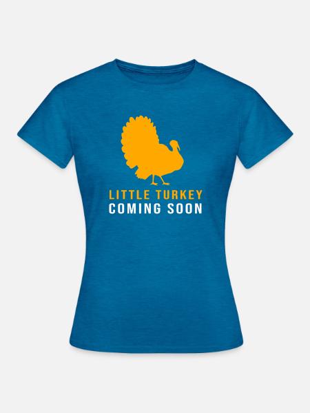 Thanksgiving Gender Reveal Werdende Mutter - Frauen T-Shirt - Antikblaues Saphir meliert