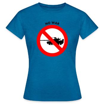 No war - T-shirt Femme - bleu saphir antique chiné - Devant - AI Model Female 172 dark (172cm)